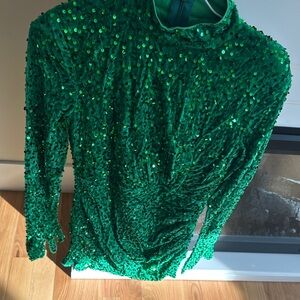 Green Sequin Mini Dress